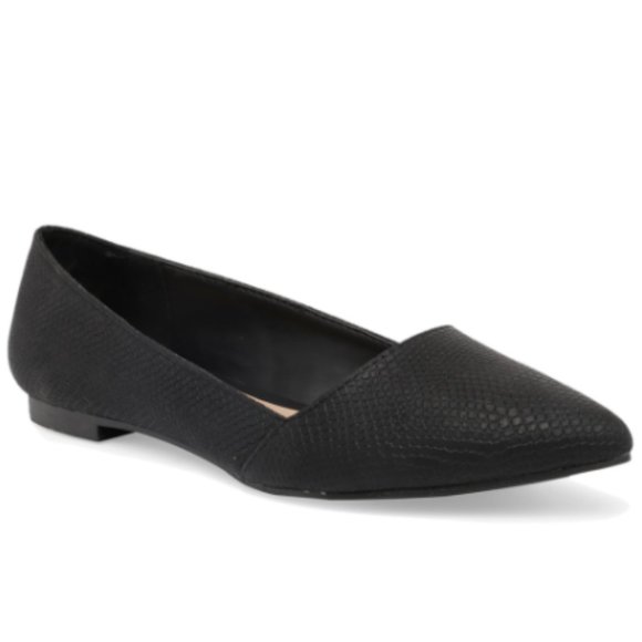Vegan Black Leather Pointy Toe Flats
